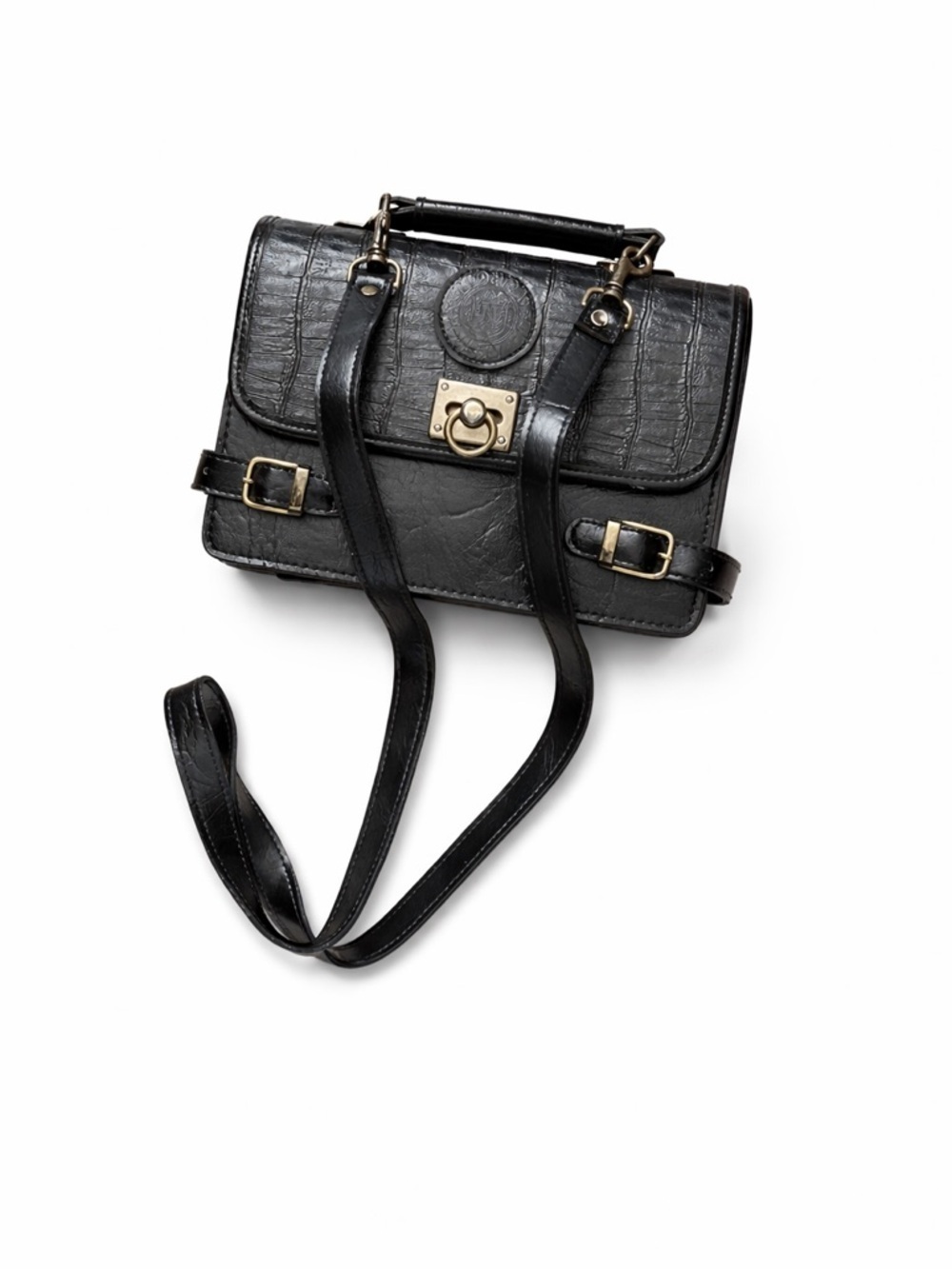 Vintage Croc Embossed Crossbody & Top Handle Bag – Black Nova Club Y2K